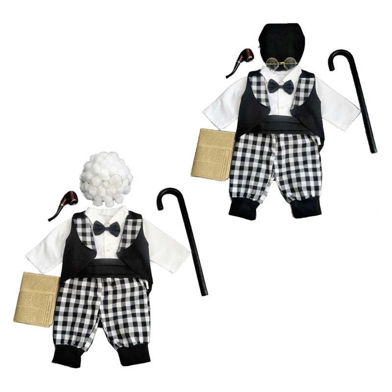 Baby Boys Photo Outfits Newborn Cosplay Grandpa Baby Foto Gift