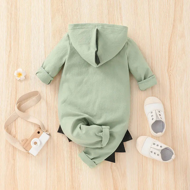 Newborn Baby Clothes Hooded Zipper Dinosaur Jumpsuit