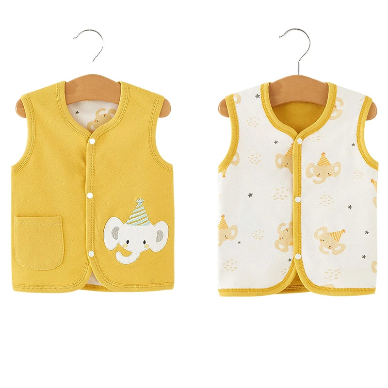 Newborn Winter Cotton Pink Vest Double Side Wear Infant Baby Cardigan Vest