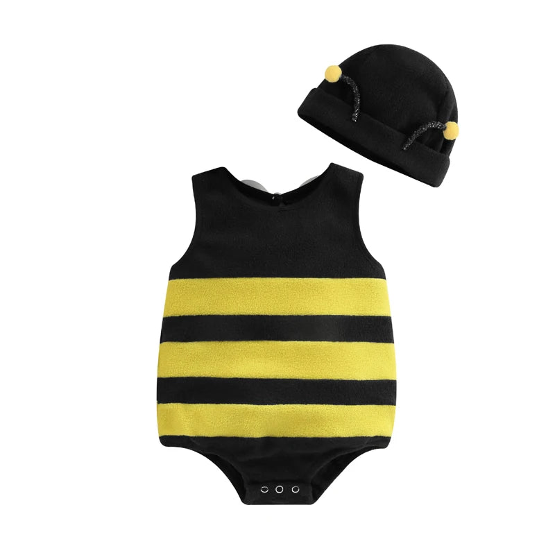 Newborn Baby Cute Bumblebee Custome with Hat 2Pcs 12-18 Months