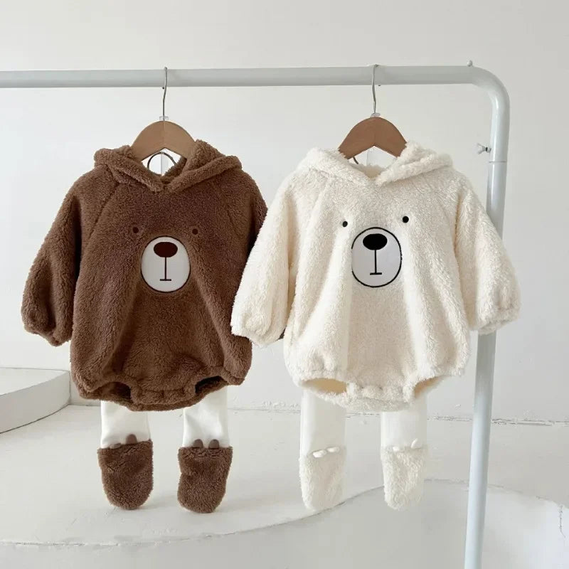 Winter Baby Girls Boys Bear Romper Comfortable Newborn  Hooded Cosplay Costume for Toddler Boys 1 to 3 Years Baby Outfits