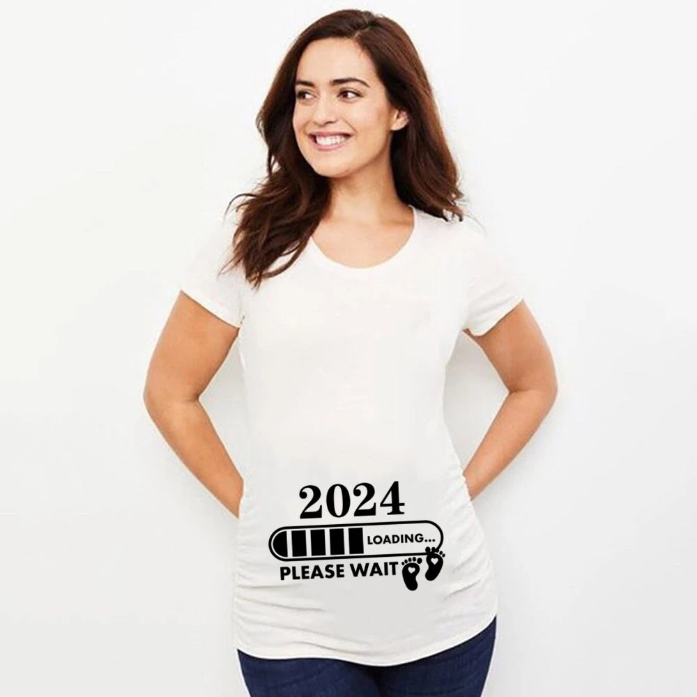 Baby Loading 2024 Print Pregnancy Announcement Shirt