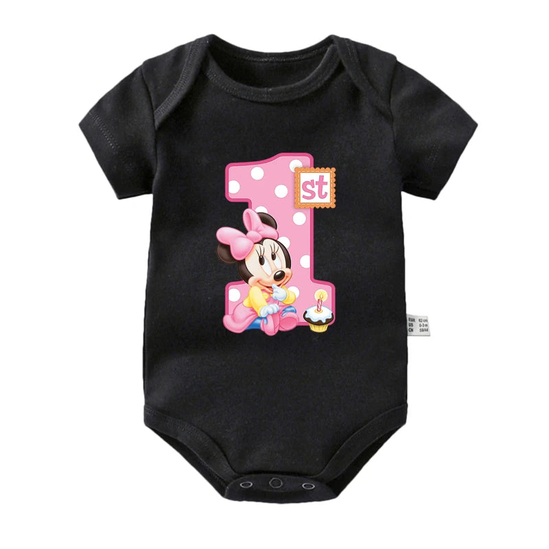 My 1st Birthday Mickey Mouse Cotton Baby Bodysuits