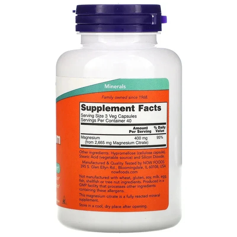 Free shipping Magnesium Citrate 120 Veg Capsules
