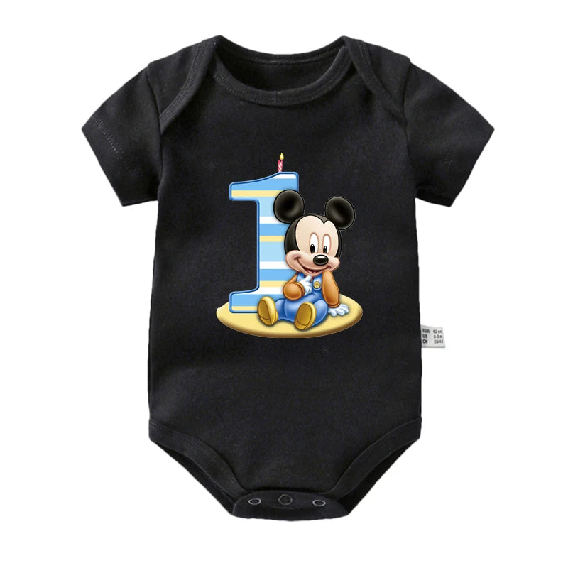 My 1st Birthday Mickey Mouse Cotton Baby Bodysuits