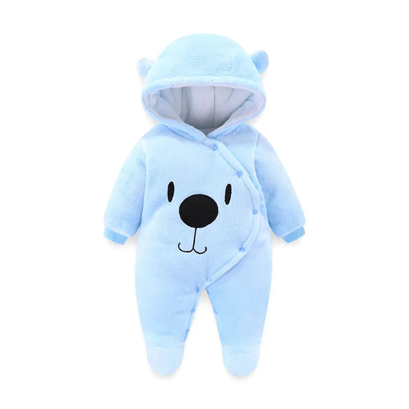 Newborn Baby Winter Footie Jumpsuit Infant Hooded Fleece