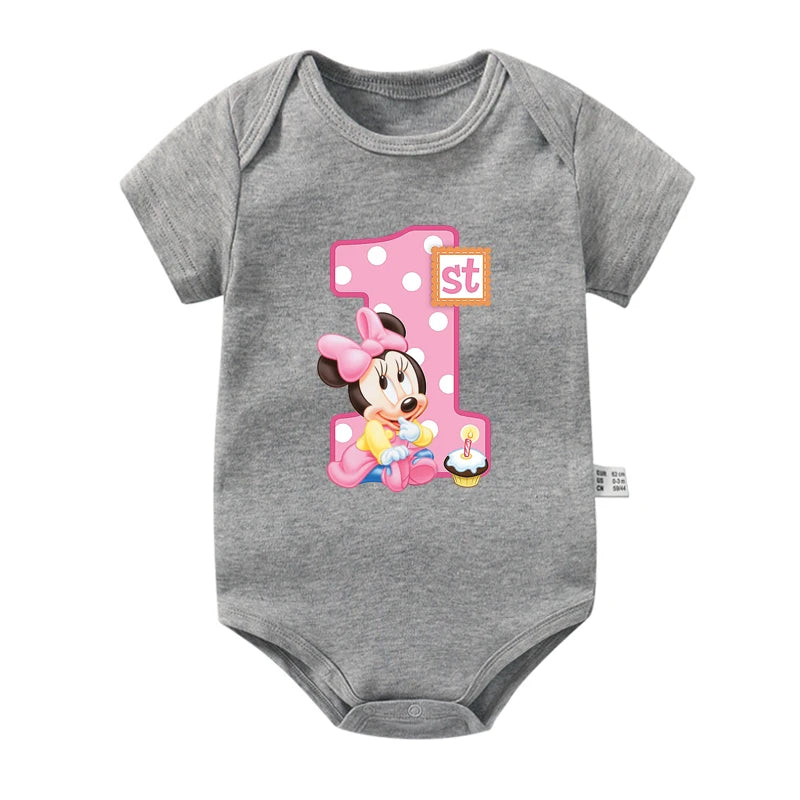 My 1st Birthday Mickey Mouse Cotton Baby Bodysuits