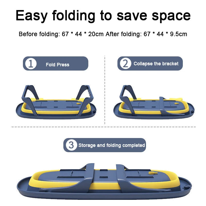 Cartoon Newborn Foldable Bathtub With Extended Anti Slip Design, Double Sided Storage Slot,Baby Bathroom Supplies Infant Bathtub