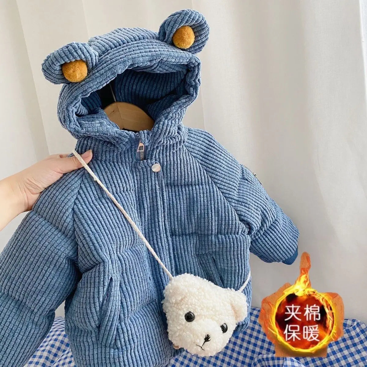 Girls Hooded Thickened Jacket Baby Warm Clothes