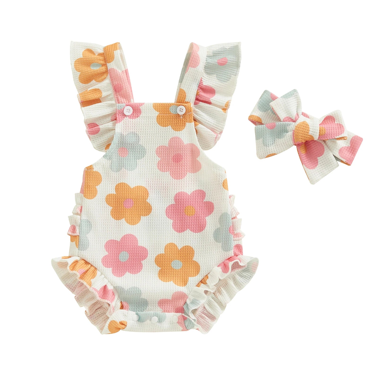Baby Girls Bodysuit and Headband Strawberry/Flower/Cherry Print