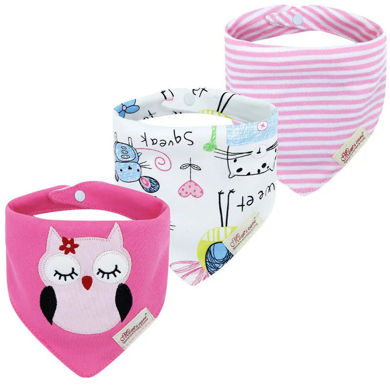 Cotton Cartoon Baby Bibs 3pcs Bandana Set Saliva Towel
