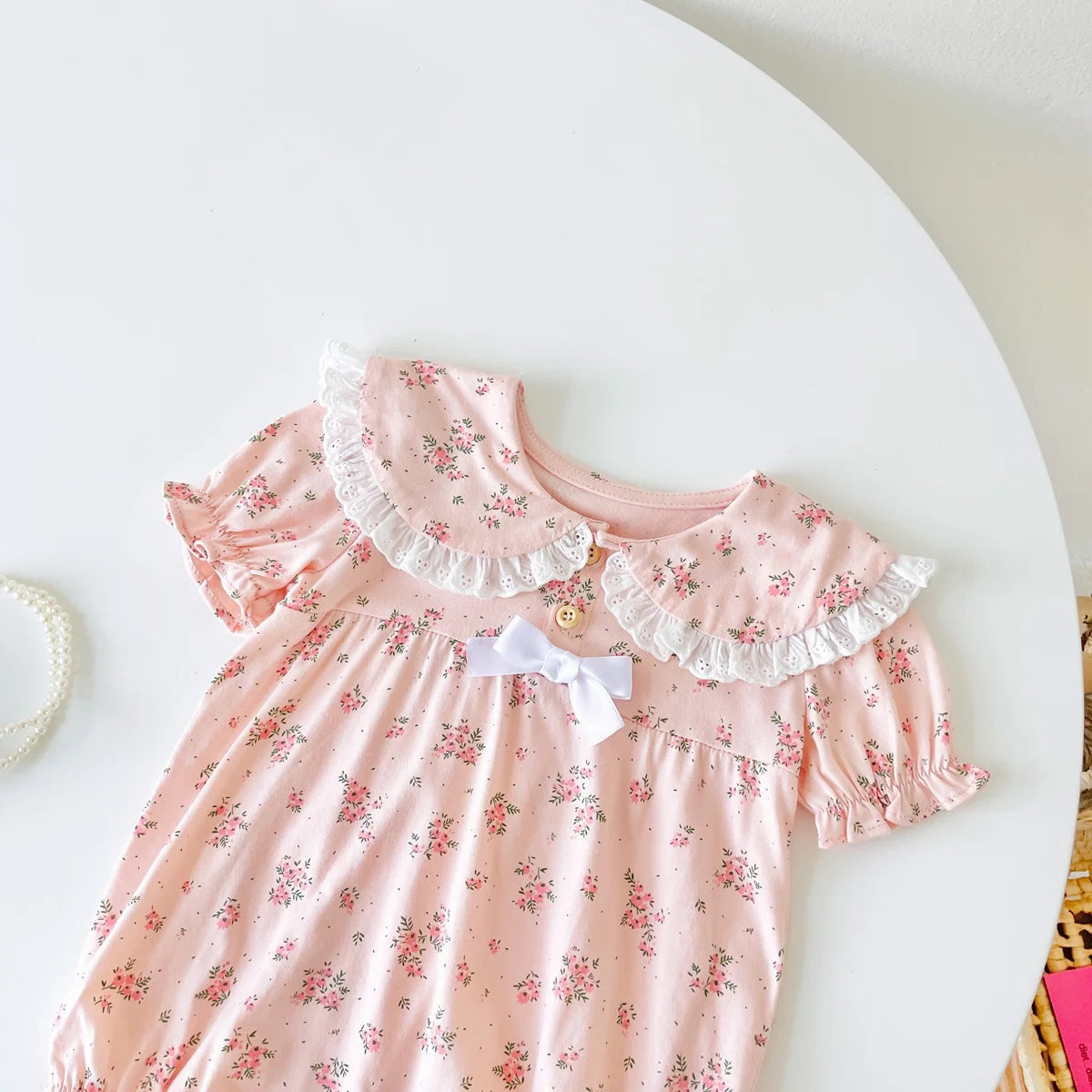Floral Infants Girls Short Sleeve Cotton Bodysuits Princess