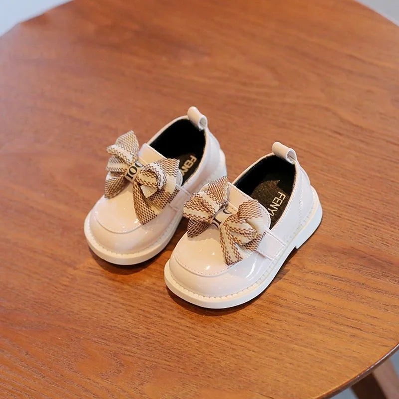 Baby Girl Princess Shoes Toddler Non-slip Flat Soft-sole Leather Shoes Rubber Crib Lovely Butterfly-knot Infant First Walkers