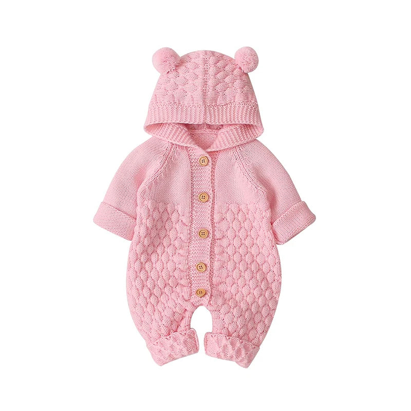 Baby Rompers Long Sleeve Infant Boys Girls Jumpsuits Clothes Autumn Solid Knitted Newborn Toddler Kids Overalls One Piece 0-18M
