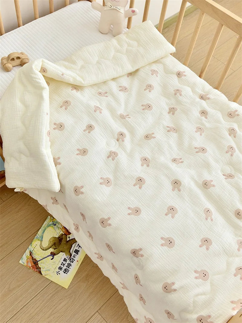 Baby Cotton Muslin Comforter Blanket Newborn Printed Spring Winter Quilt Blankets for Babies Infant Sleeping Cover Korean Quilt