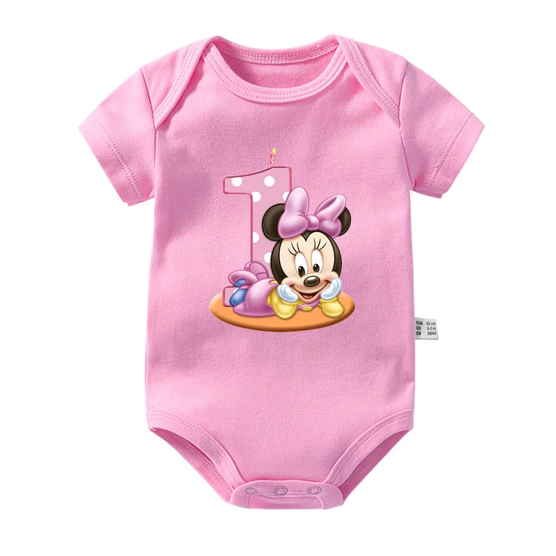 My 1st Birthday Mickey Mouse Cotton Baby Bodysuits