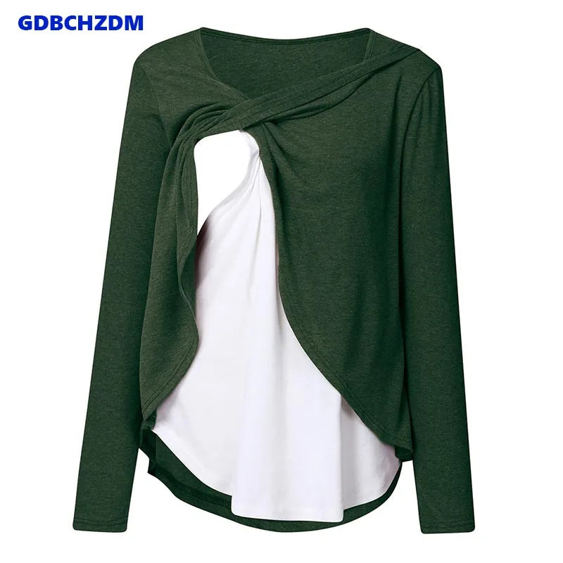 New Casual Women Long Sleeve Maternity Tops Breastfeeding Tops Ladies Nursing Tops Loose Pregnancy Loose Long Sleeve Clothes