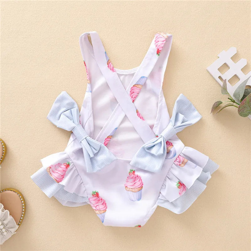 Baby Girls Swimwear Toddler Kids Swimsuit Bikini Flower Girls Summer Beachwear Backless Children Bathing Suit 1 2 3 4 Years