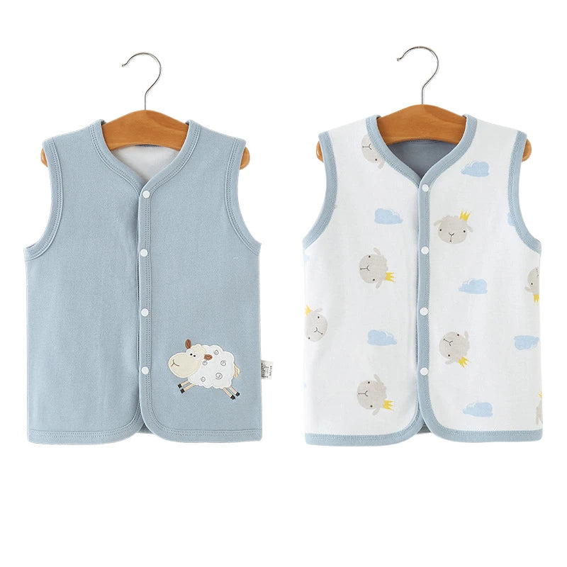 Newborn Winter Cotton Pink Vest Double Side Wear Infant Baby Cardigan Vest