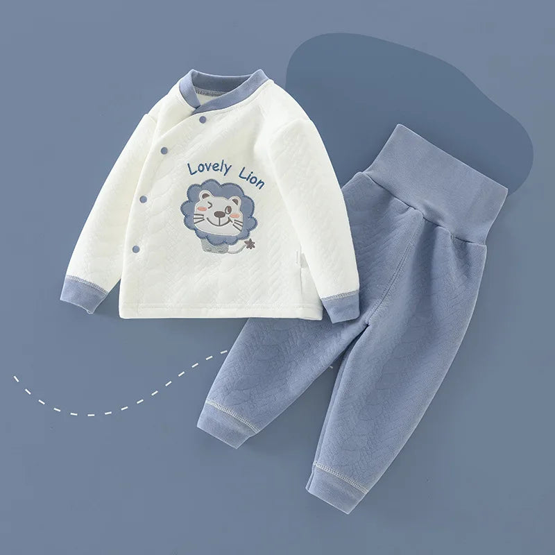 Baby Underwear Suit Thicken Tops+High Waist Pant 2Pcs Set Cotton Outfit