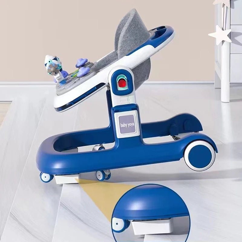 Multi-Function Anti-Rollove Baby walker Can Sit and Push  Walking Car Infant Trolley With Music Foldable Seat Car