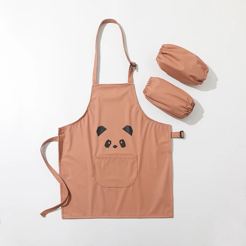 Boy Girl Front Pocket Bib Kid Kitchen Apron Set Child Craft Art Smock Baby Painting Cooking Pinafore Baby Aprons with Sleevelets