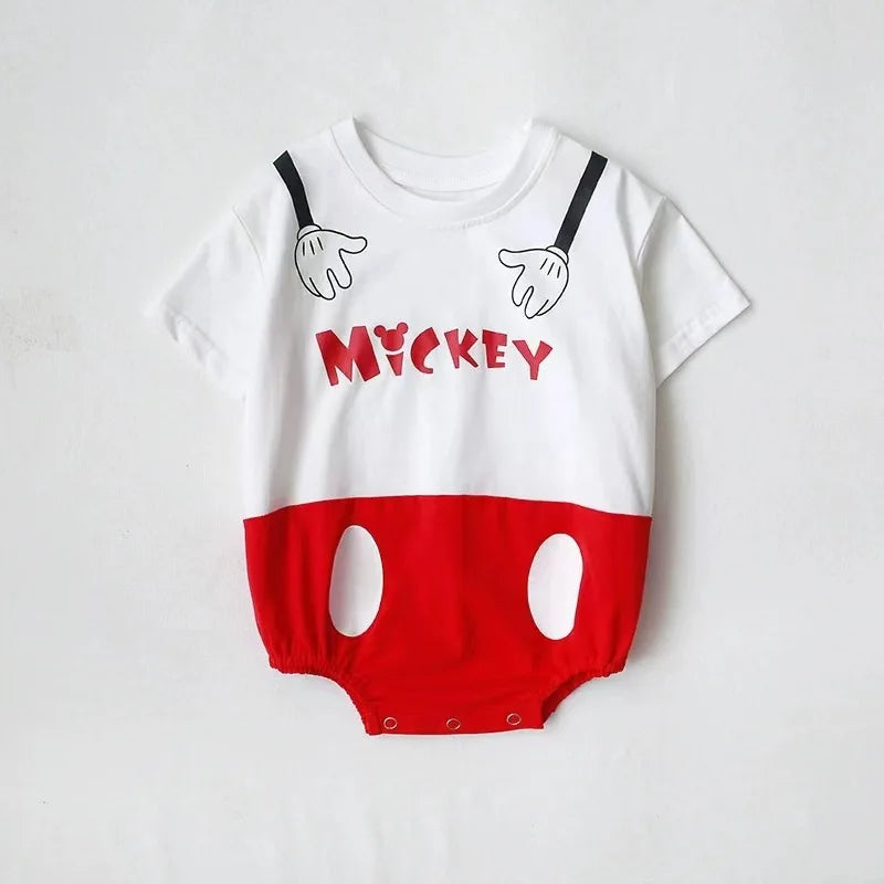 Summer Newborn Baby Cartoon Pooh Mickey Tiger Print Bodysuits 0-24M