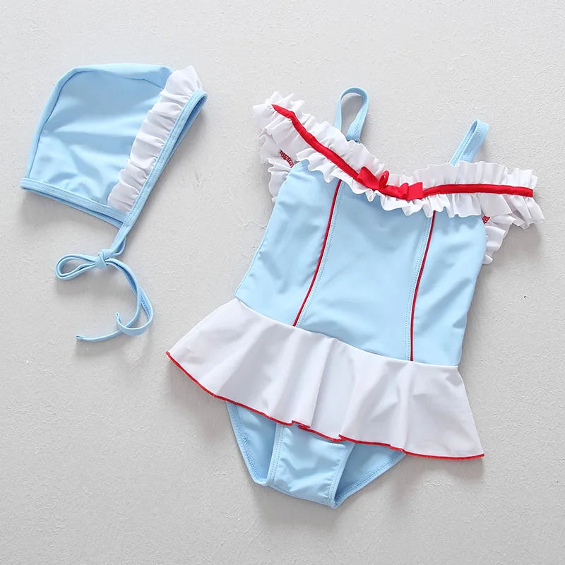 Princess Sweet Baby Swimwear + Hat Beach Dress Bikini