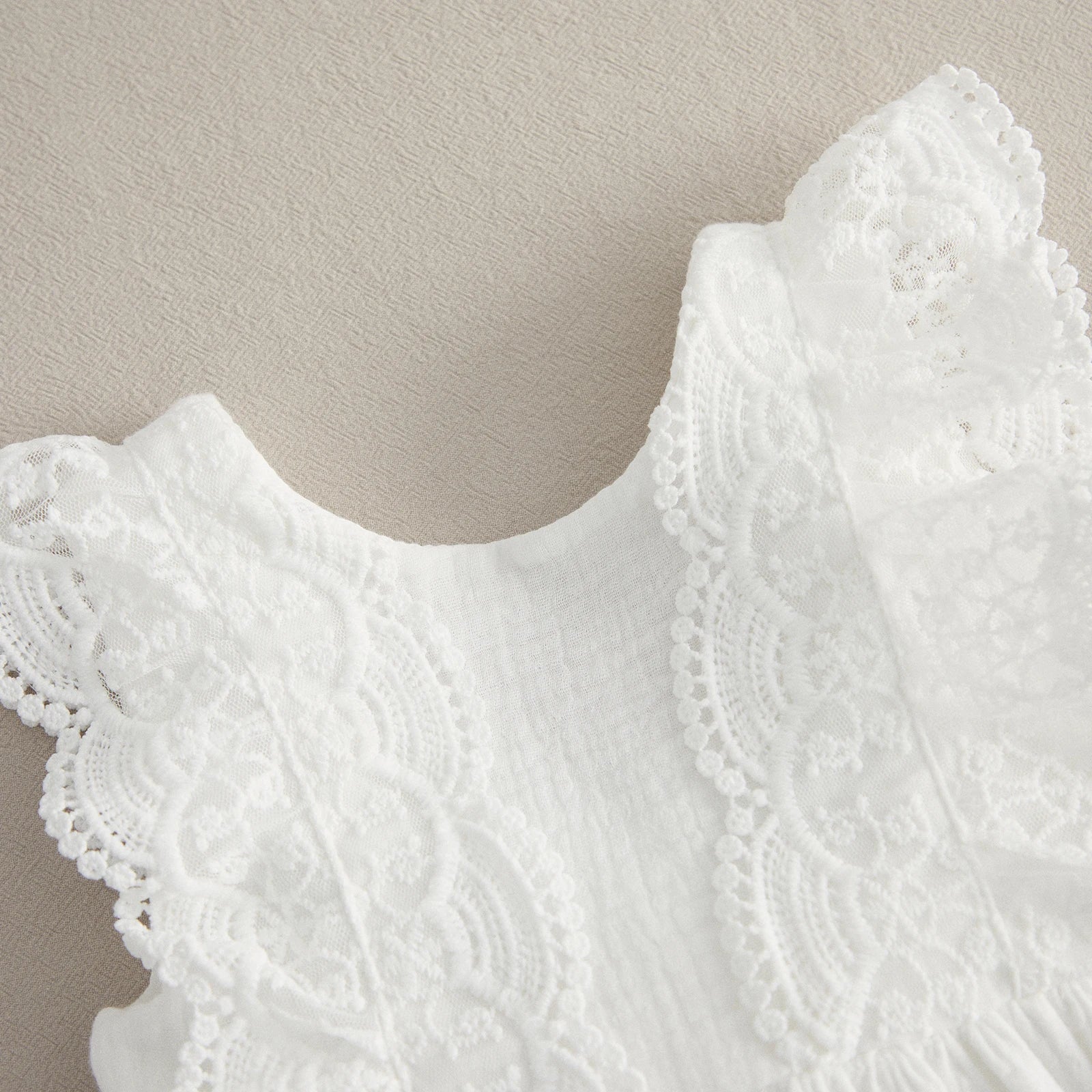 Baby Girls Sister Summer Clothing White V Neck Lace Dress