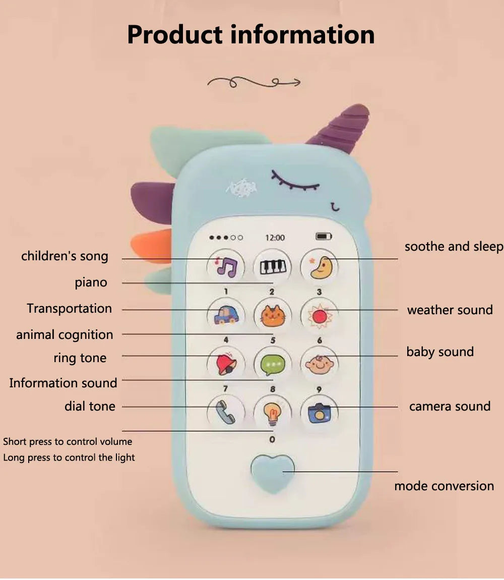 Baby Phone Toys Bilingual Music Telephone Sleeping Artifact Simulation Phone for Kids Infant Early Educational Toy Kids Gifts