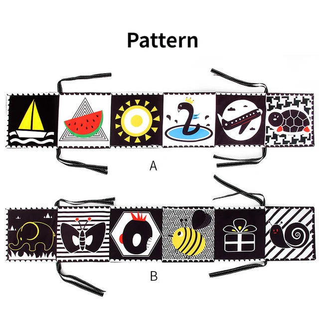 Baby Book Black and White Books for Newborn Babies Bed Crib Bumper Sensory Cloth Book Montessori High Contrast Baby Toys 0 12 M