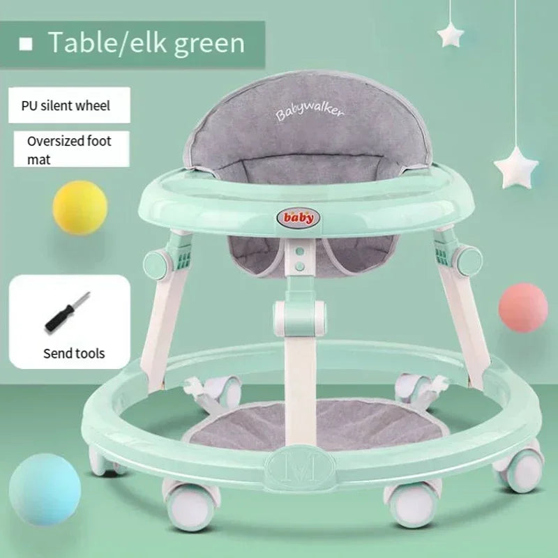 Baby Walker Anti-O-leg Multi-functional Anti-rollover Folding Trolley Boys Girls Can Sit Push 6-18 Months Baby To Learn To Drive