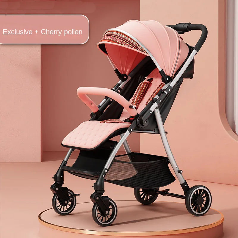 Baby Stroller 3-in-1 Fashion Four Seasons Universal Four Wheel Shock Absorber Umbrella Bi-directional Folding Baby Stroller