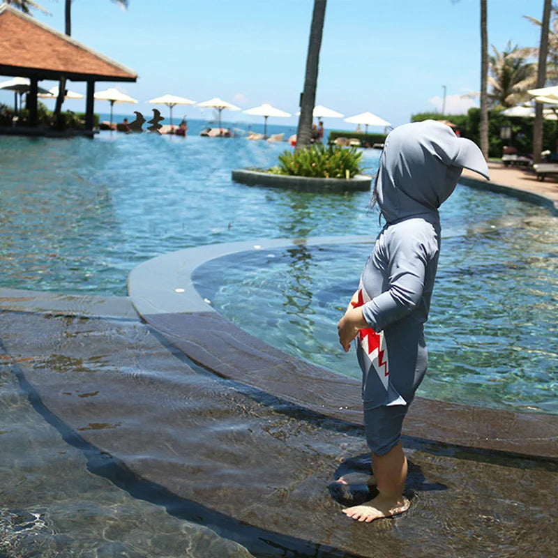 Baby Boy Swimsuit One-Piece Zip Swimwear Kids Long Sleeve Swimwear Children Bathing Suit Quick Drying Swimsuit for 1-7 Years