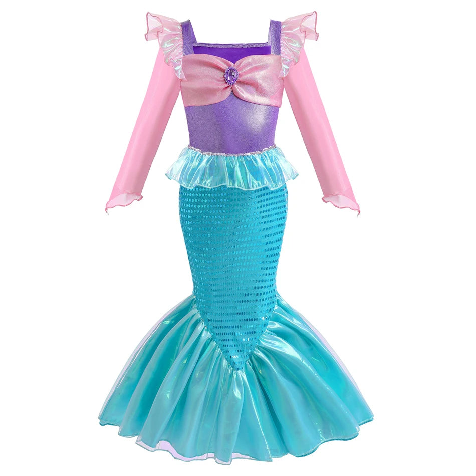 DISNEY Little Mermaid Ariel Charm Princess Dress Cosplay Costumes