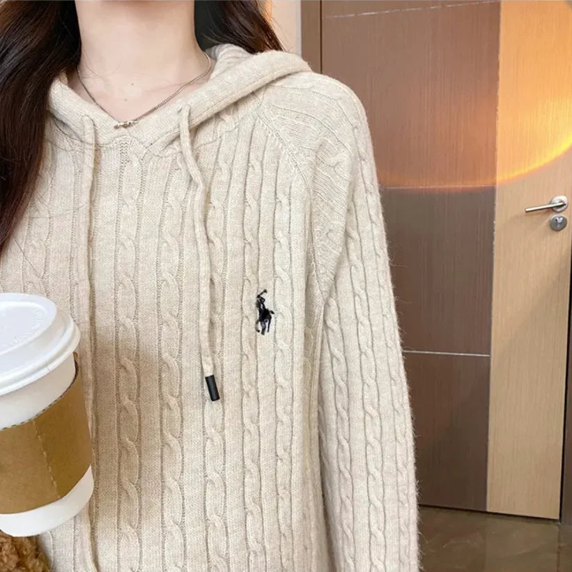 Maternity Autumn Winter Knit Dresses Clothes For Pregnant Women 2023 New Casual Hooded Loose Solid Pregnancy Long Sweater