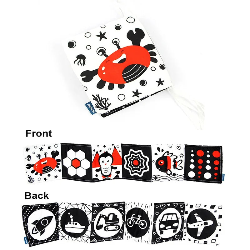 Baby Book Black and White Books for Newborn Babies Bed Crib Bumper Sensory Cloth Book Montessori High Contrast Baby Toys 0 12 M