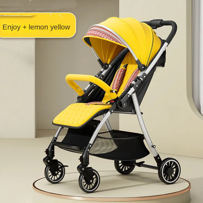 Baby Stroller 3-in-1 Fashion Four Seasons Universal Four Wheel Shock Absorber Umbrella Bi-directional Folding Baby Stroller