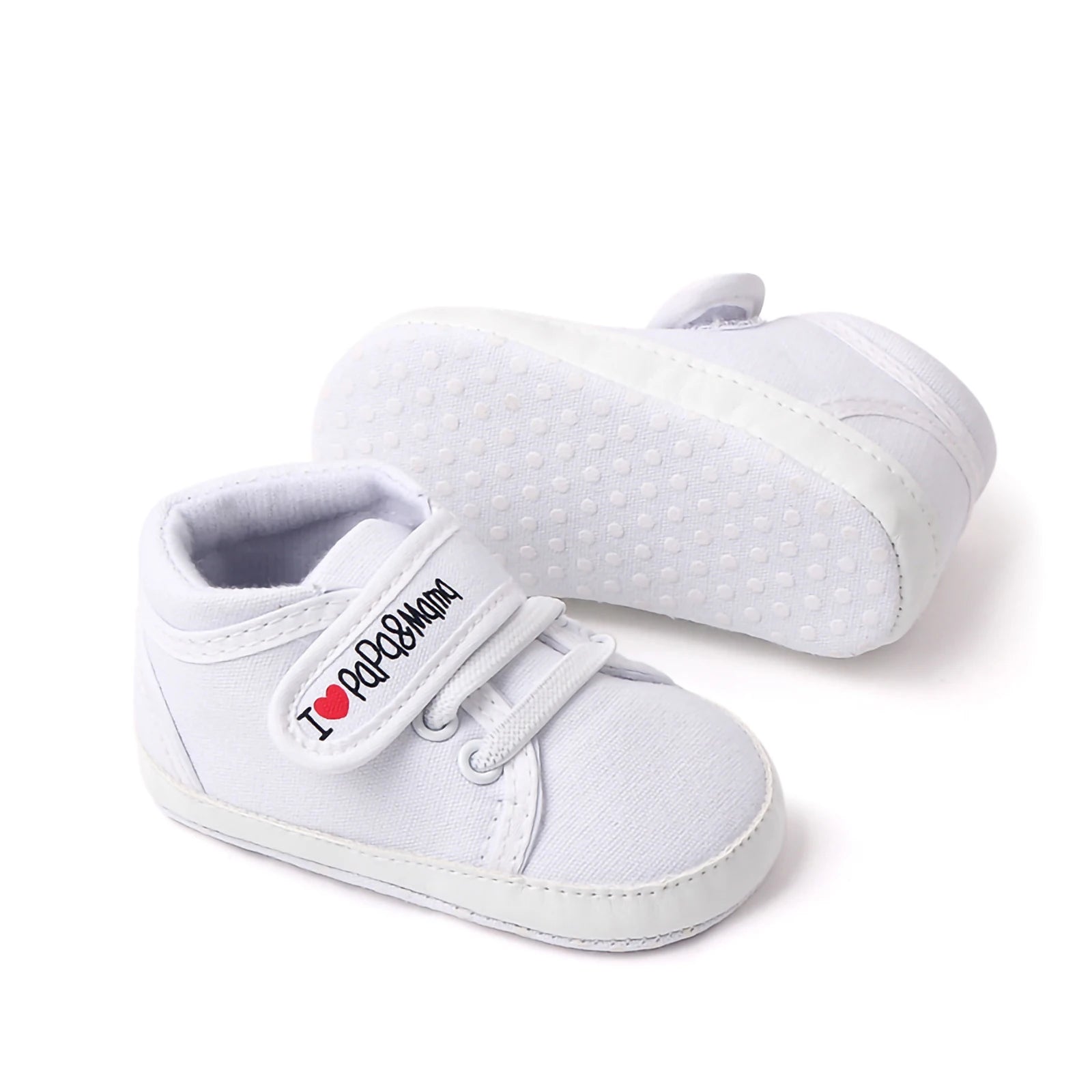 BeQeuewll Baby Girls Boys White Sneaker Spring Autumn Casual Anti-Slip Rubber Sole Letter Print Infant Toddler Shoes