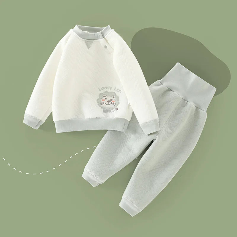 Baby Underwear Suit Thicken Tops+High Waist Pant 2Pcs Set Cotton Outfit