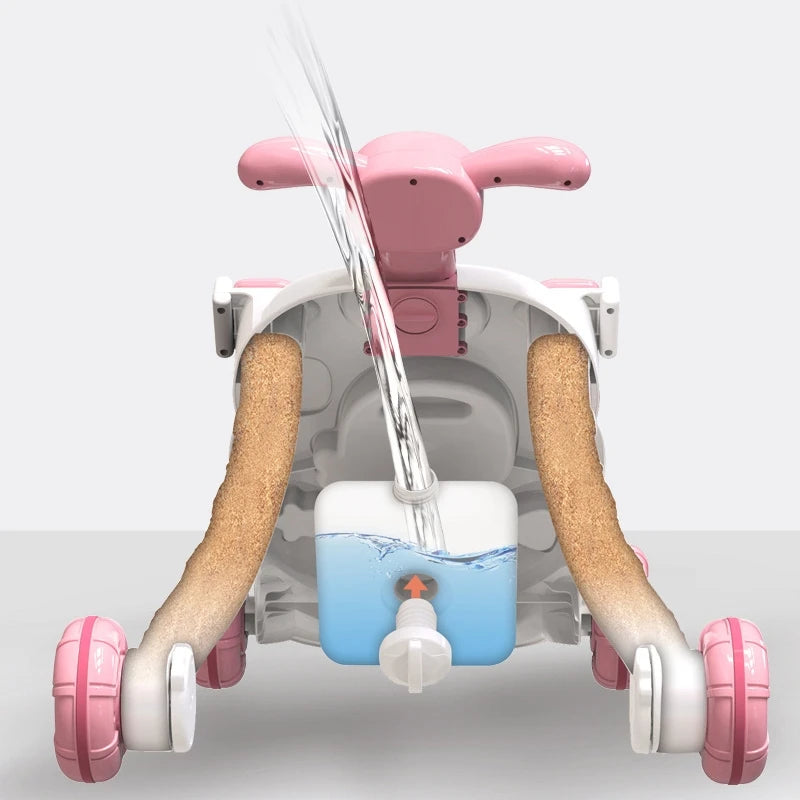 Baby First Steps Car Early Educational Music Adjustable Walker Kids Toddler Trolley Adjustable Speed Anti Roll Add Water Tank