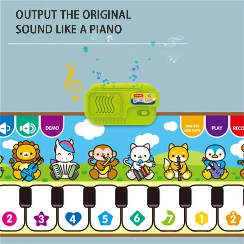 Kids 110x36cm Musical Piano Mat Dance Sports Mat Baby Early Education Toys Musical Keyboard Piano Play Mat Toys for Infant Gifts