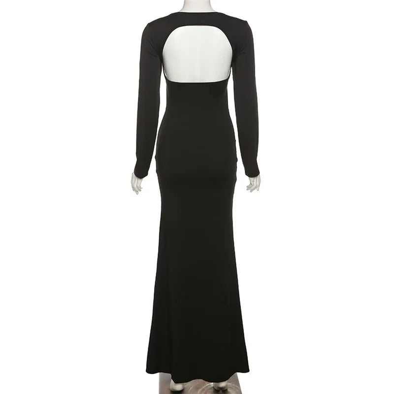 Maternity Dresses For Photo Shoot Black Long Sleeve Backless