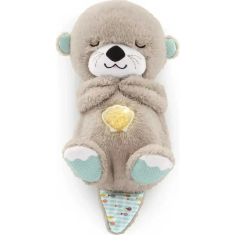 Breathing Otter Teddy Plush Toys Newborn Sensory Enlightenment Sound Light Soothing Sleeping Otter Plushie Baby Stuffed Fun Toys