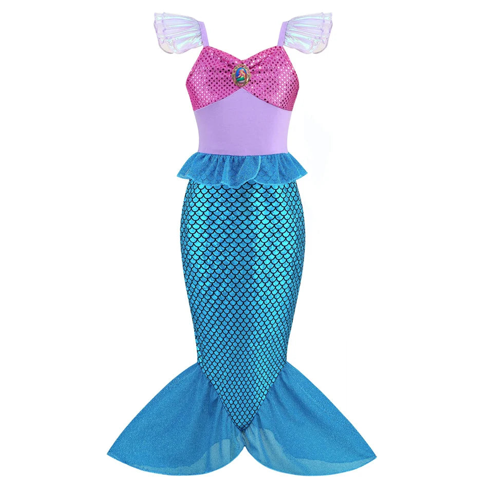 DISNEY Little Mermaid Ariel Charm Princess Dress Cosplay Costumes