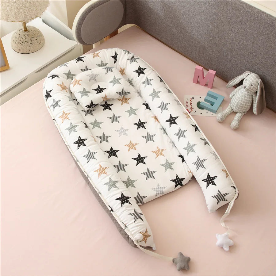 Baby Cribs Removable Sleeping Nest for Baby Bed Crib with Pillow Cotton Infant Toddler Cradle Mattress Newborn Gift