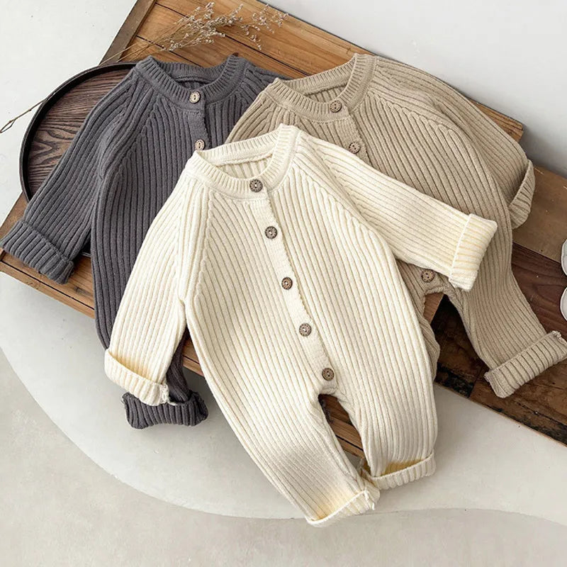New Winter Newborn Infant Knit Thick Long Sleeve Jumpsuits