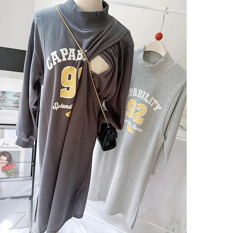 Sweatshirt For Pregnant Women Breastfeeding Clothes Hoodies For Nursing Mothers  Winter Clothes Women 7008B