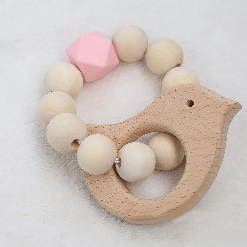 Baby Rattles Play Stroller Toy Teether Wooden Toy