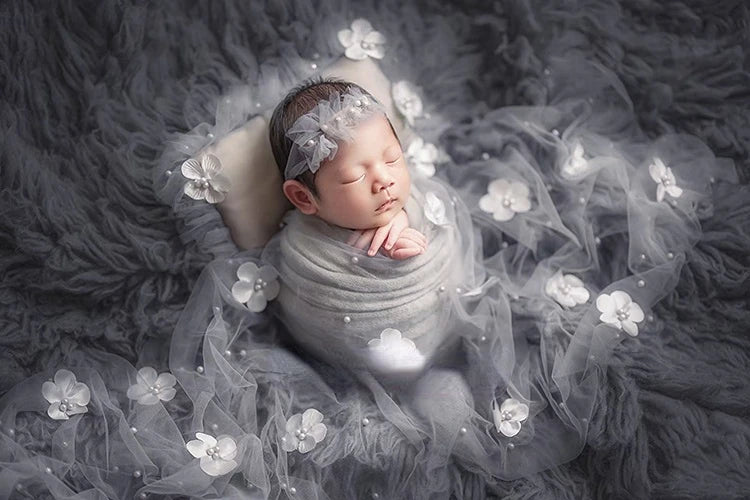 Newborn Photography Props Floral Preal Wrap Mesh